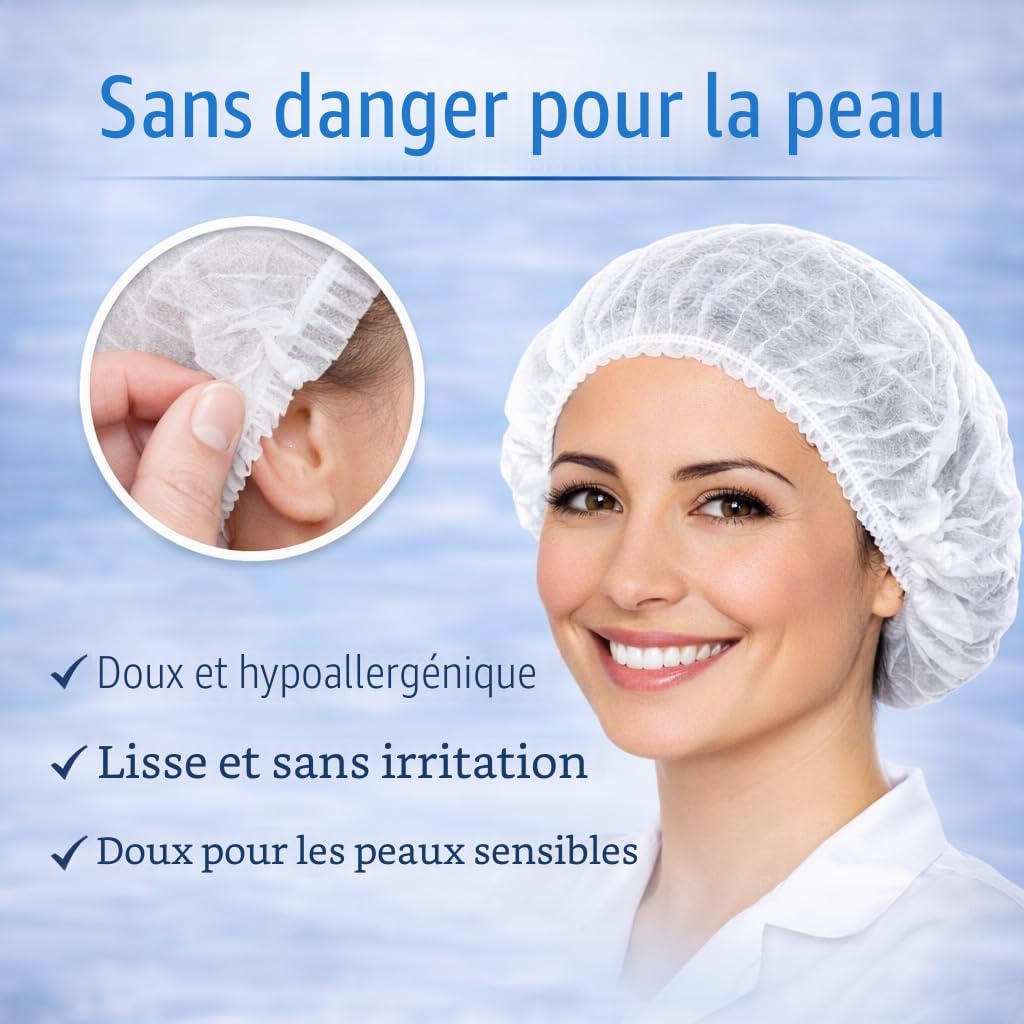 b-well-feather-charlotte-jetable-blanc-lot-100-bonnets-respirants image 5