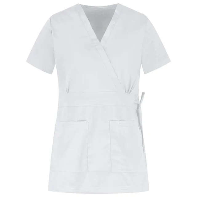 b-well-basics-laura-blouse-esth-ticienne-bleu-fonc-manches-courtes image 1