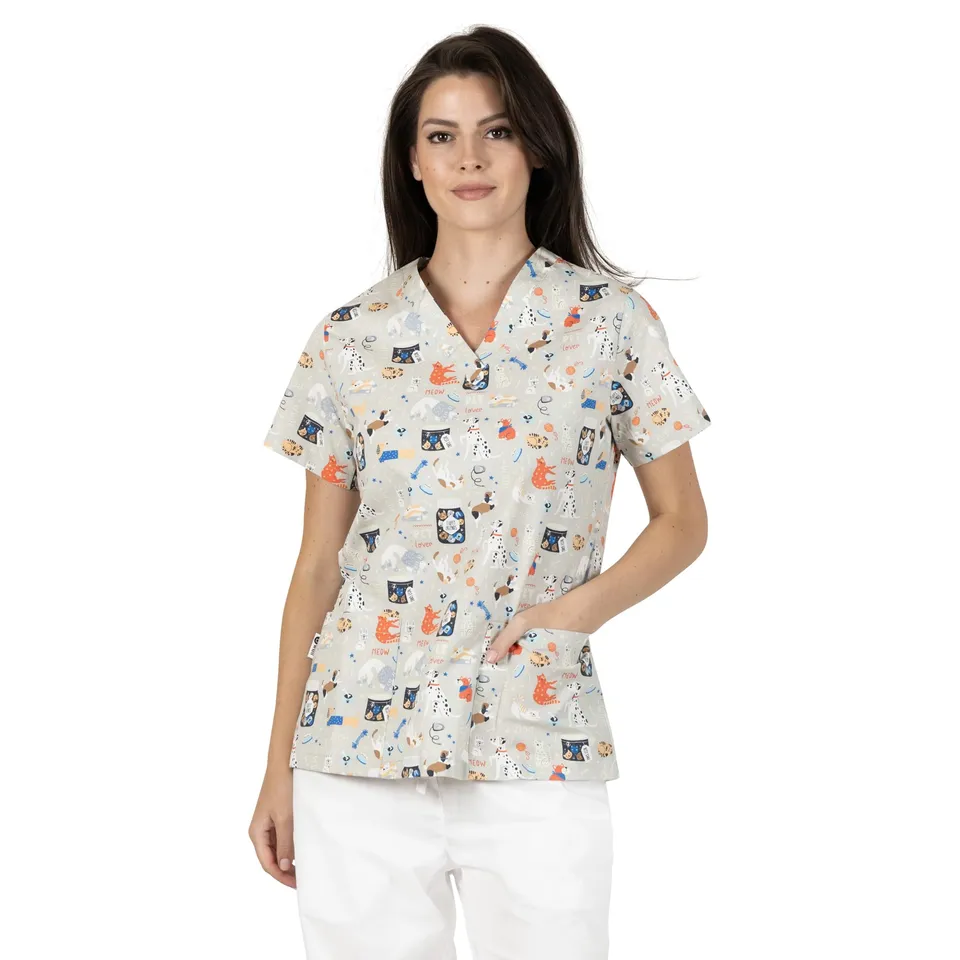 b-well-bambina-blouse-m-dicale-femme-motif-coton-2-poches image 1