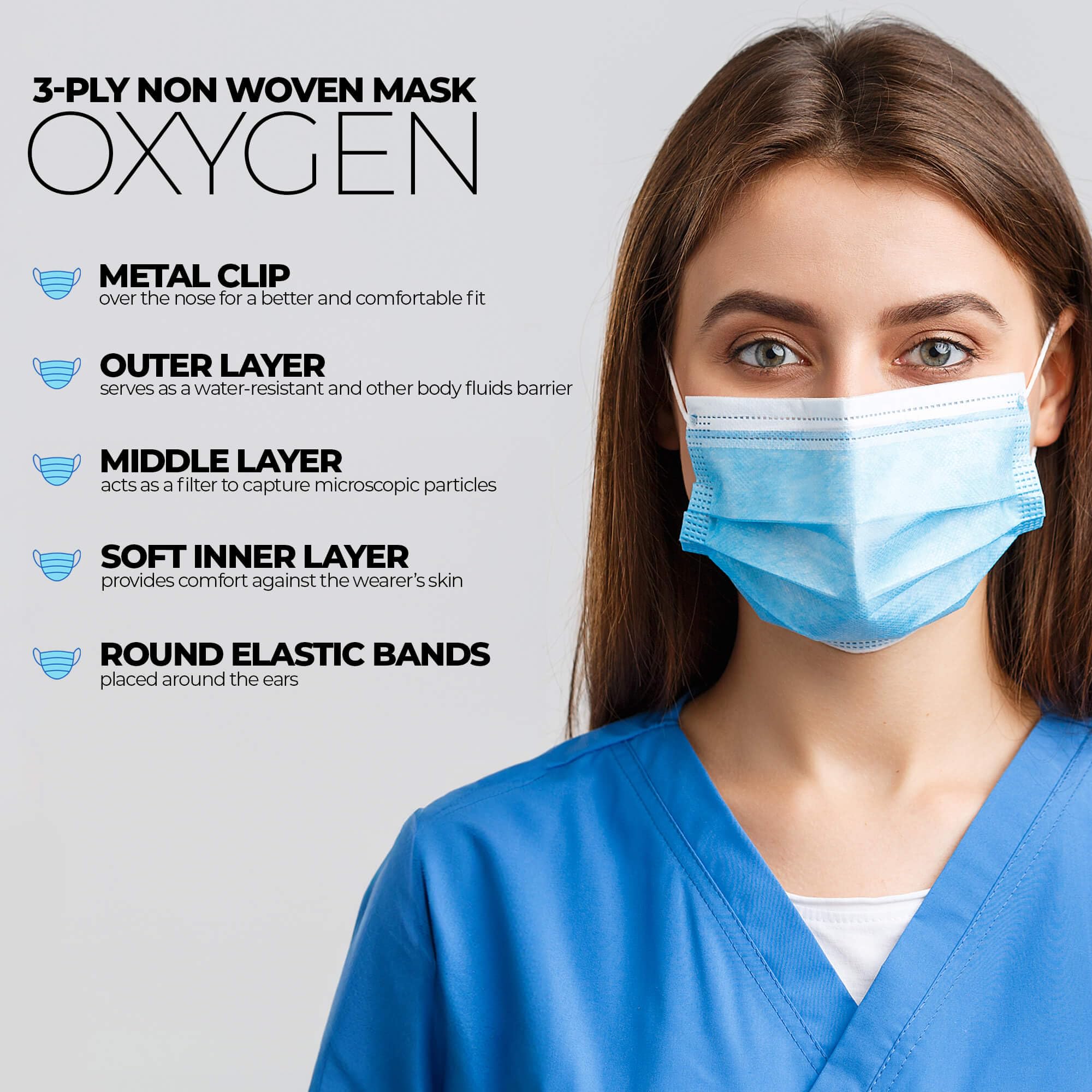 b-well-oxygen-masque-chirurgical-bleu-50-pi-ces-3-plis image 2