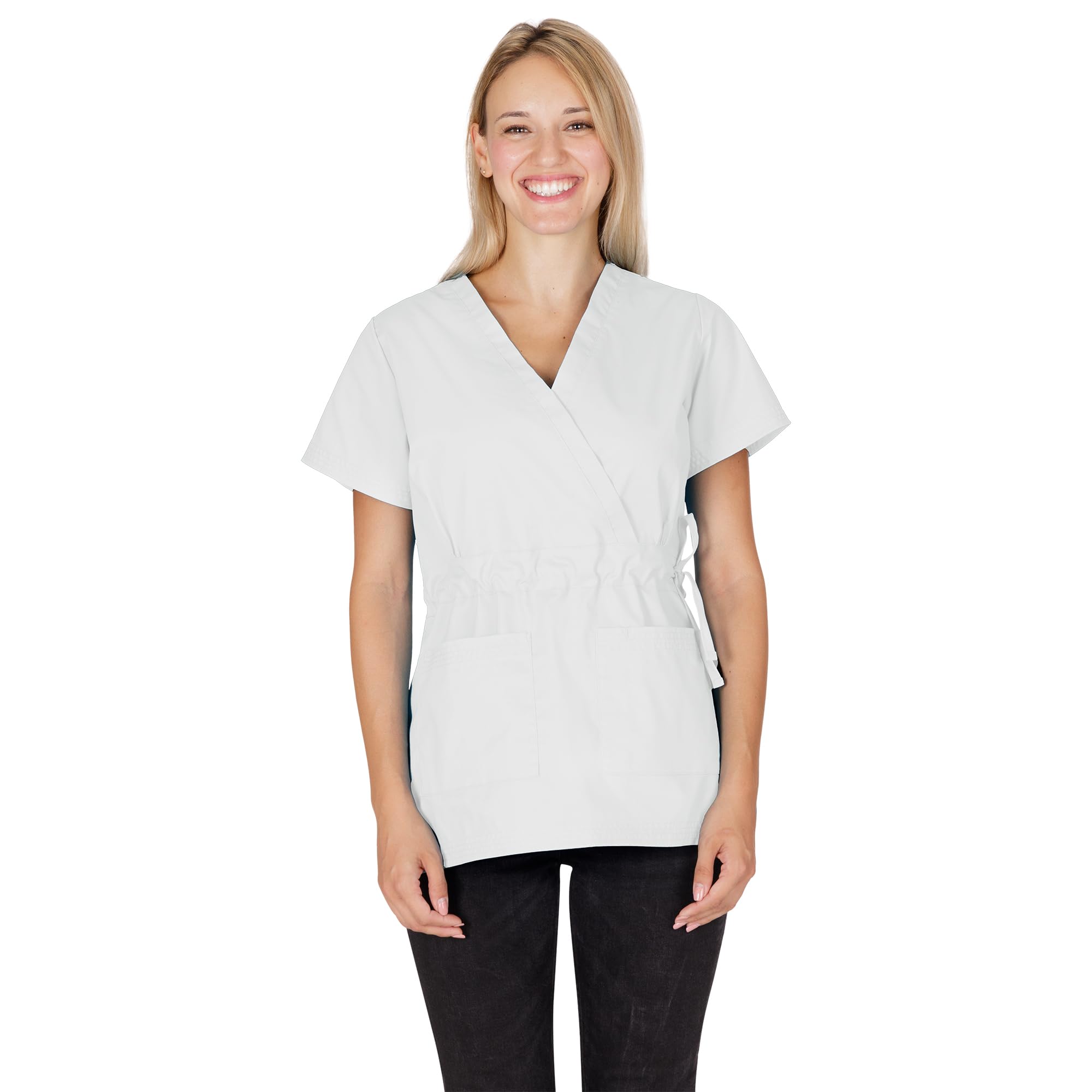 b-well-basics-laura-blouse-esth-ticienne-bleu-fonc-manches-courtes image 2
