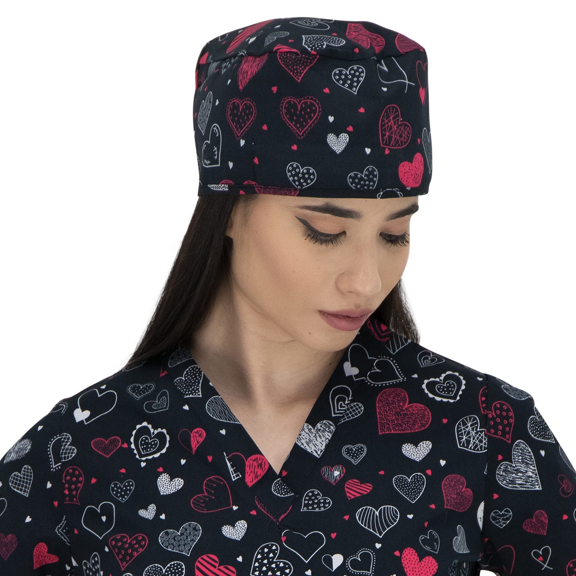 b-well-scrub-caps-calot-chirurgical-c-ur-rouge-taille-unique image 3