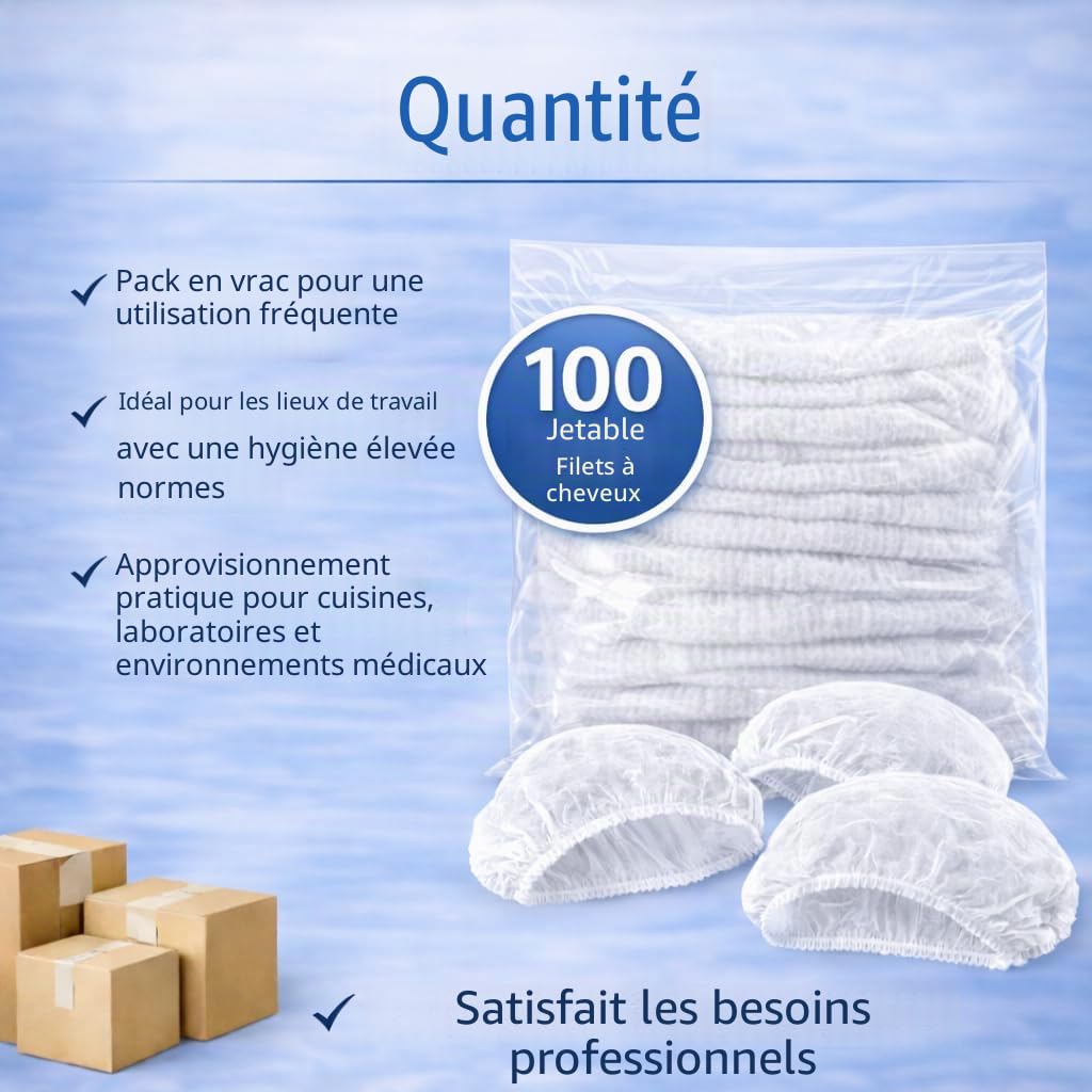 b-well-feather-charlotte-jetable-blanc-lot-100-bonnets-respirants image 6