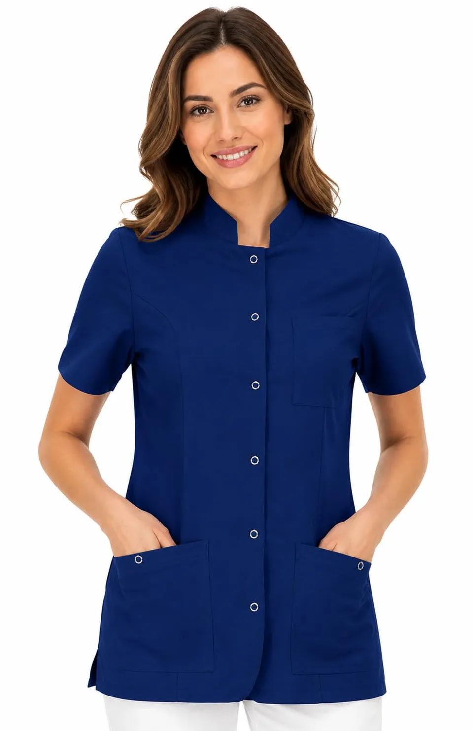 b-well-basics-lisa-blouse-m-dicale-femme-bleue-3-poches image 1